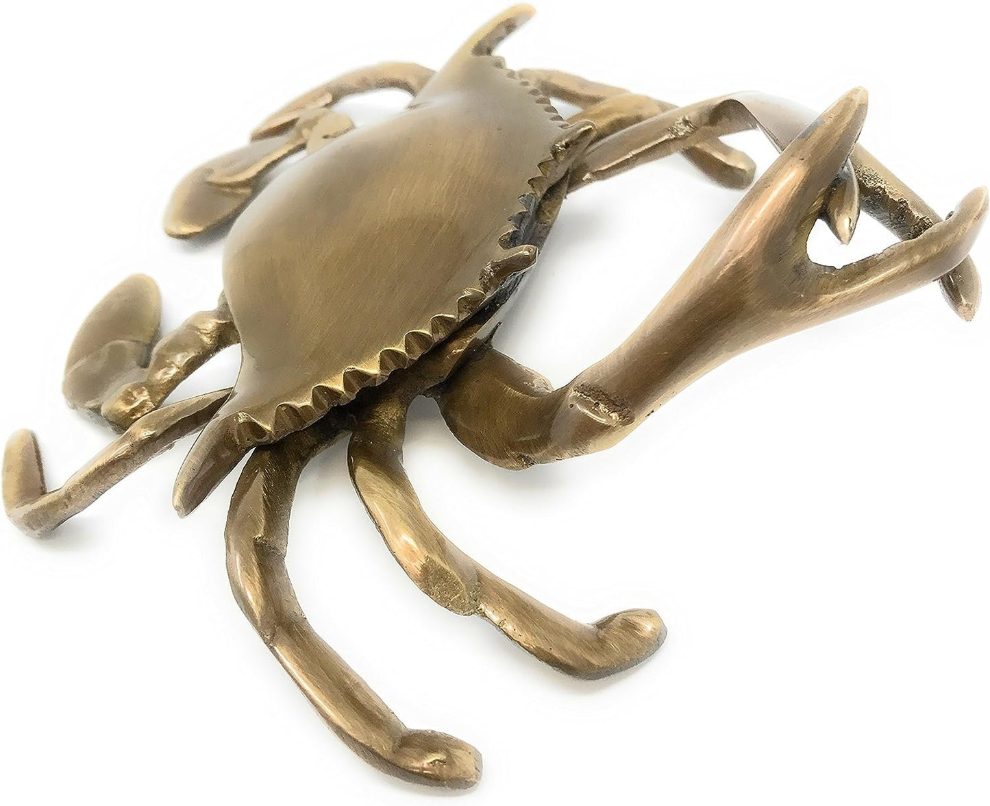 Madison Bay Company Nautical Antiqued Brass Blue Crab Paperweight, 5.5 Inches Wide