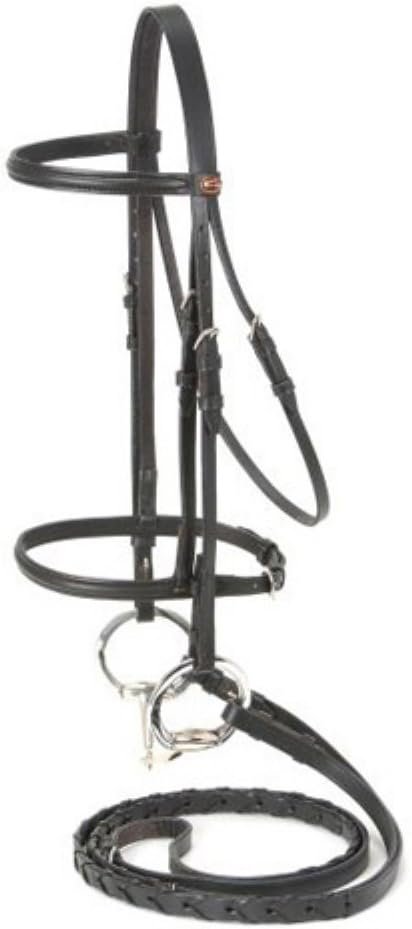 Tough 1 Mini Raised Snaffle Bridle with Reins, Black