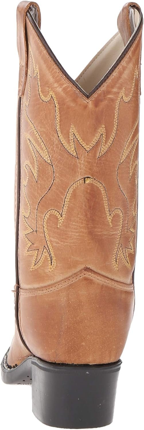 Old West Kids Boots Kid's Unisex-Child J Toe Leather Embroidered Western Boots, Tan Canyon, 2.5 US Little