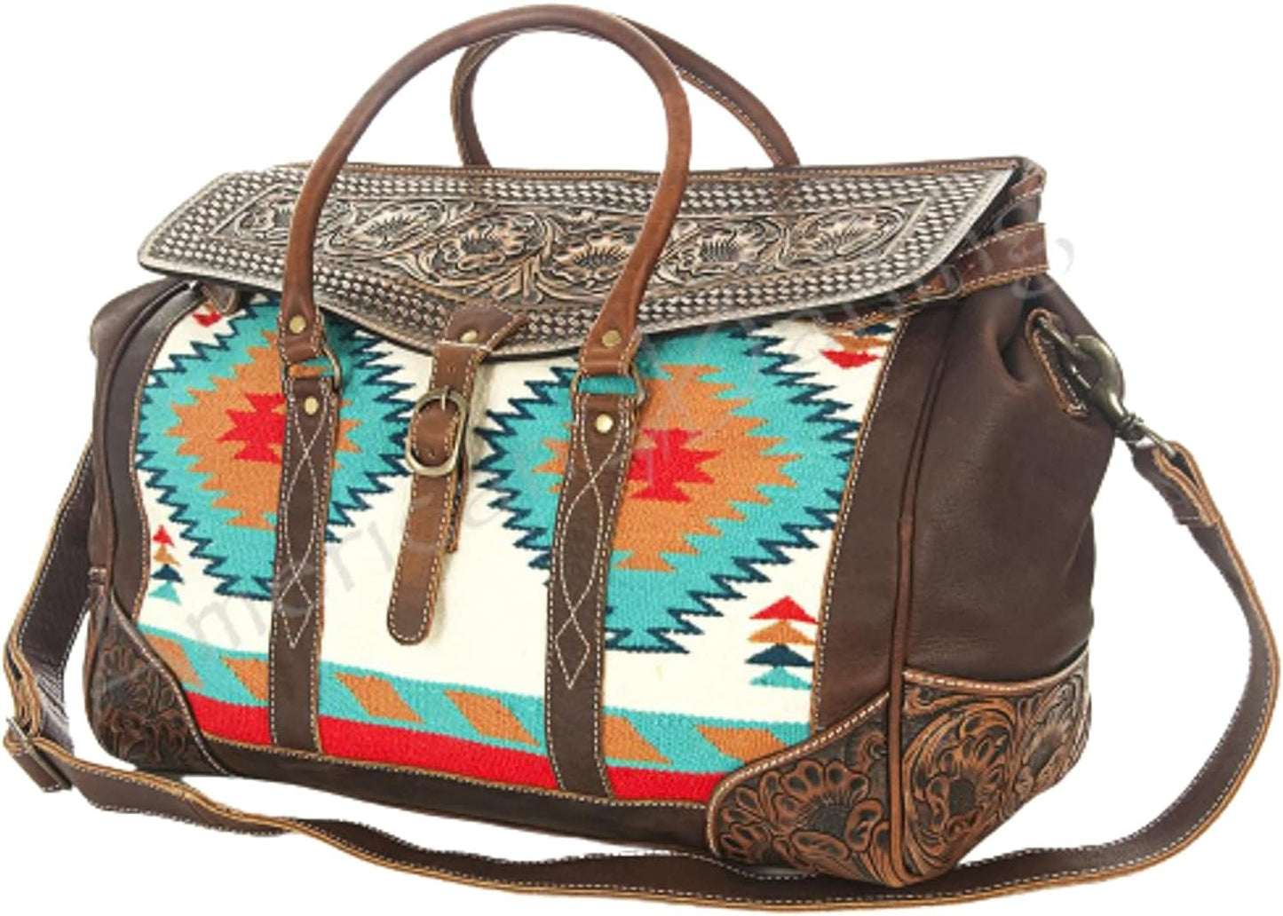 American Darling Cow Hide On Duffle Bag Leather Authentic Hand Made Large Western Weekender Travel Luggage Overnight Women Men Juniors (ADBG588)