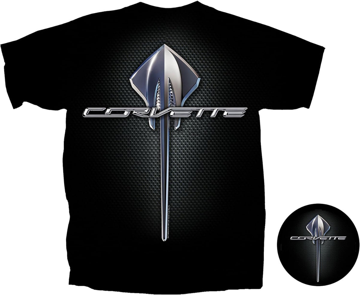 Chevy Corvette Stingray C7 Logo Emblem T-Shirt 100% Cotton Preshrunk - Black