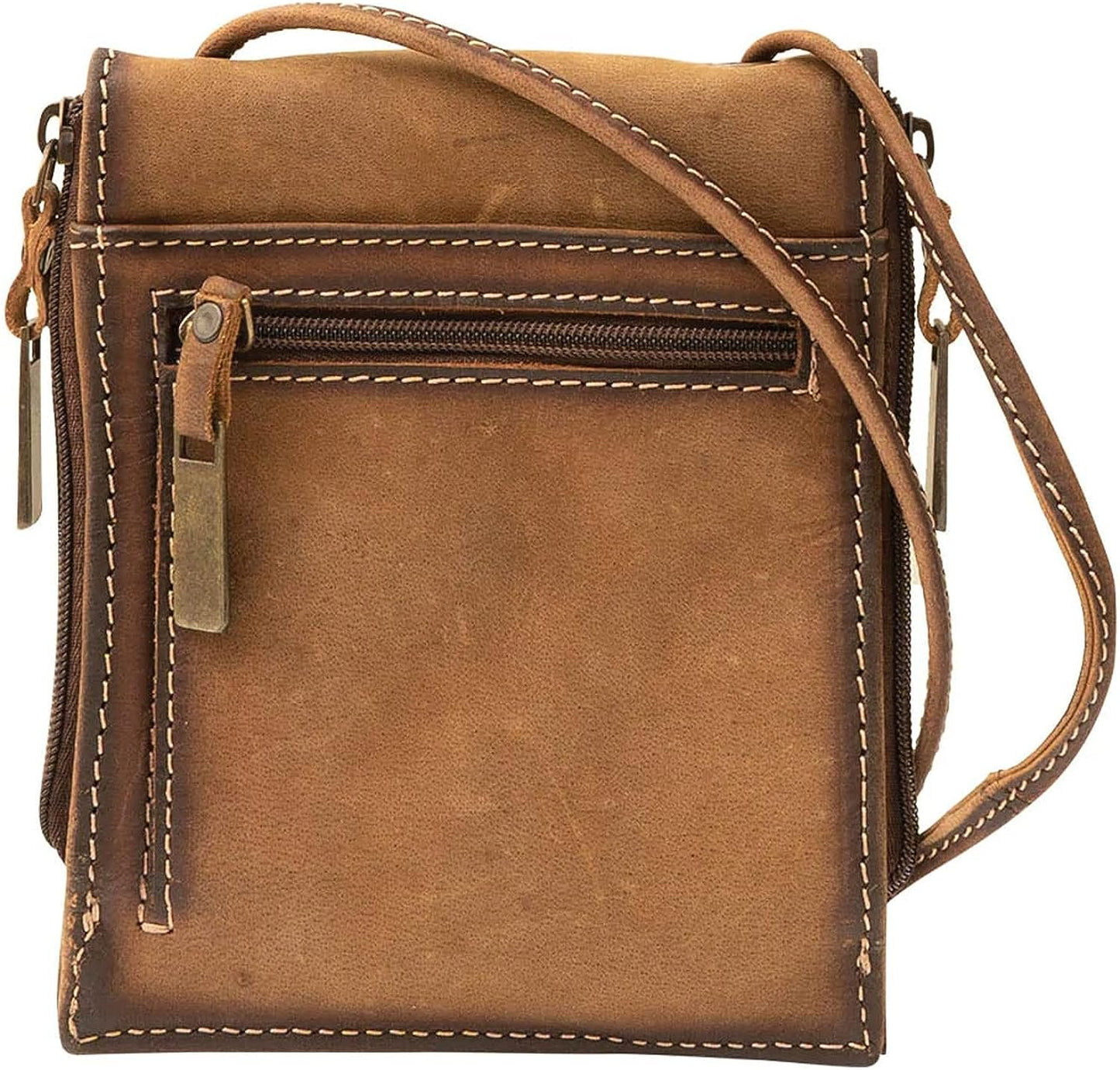 STS Ranchwear Euro Durable Leather Brown Casual Crossbody Bag with Shoulder Strap, Multi Cowhide