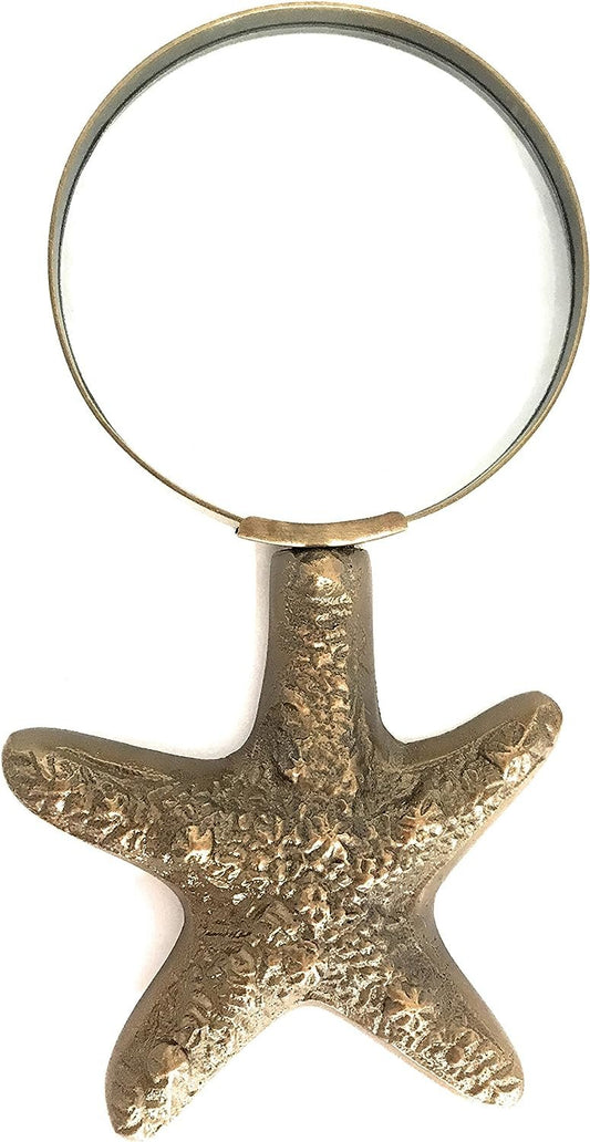 Madison Bay Company Magnifying Glass with Brass Starfish Handle, 6.75 Inches Long