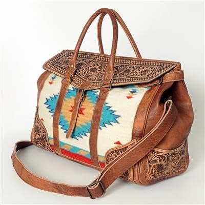 American Darling Cow Hide On Duffle Bag Leather Authentic Hand Made Large Western Weekender Travel Luggage Overnight Women Men Juniors (ADBG588)