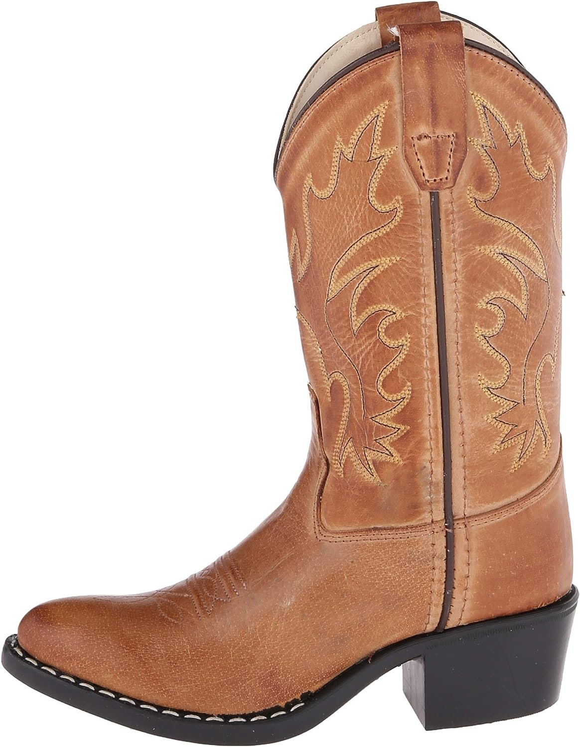 Old West Kids Boots Kid's Unisex-Child J Toe Leather Embroidered Western Boots, Tan Canyon, 2.5 US Little