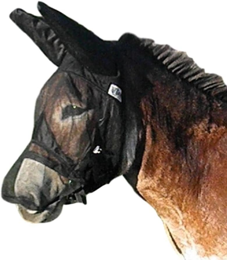 Cashel Quiet Ride Mule Fly Mask with Long Nose and Ears, Black, Mule Yearling