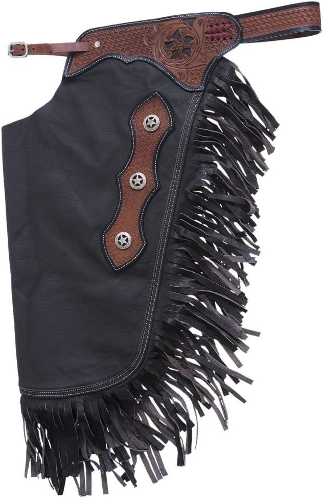 Tough 1 Premium Smooth Leather Chinks with Basketweave Filigree