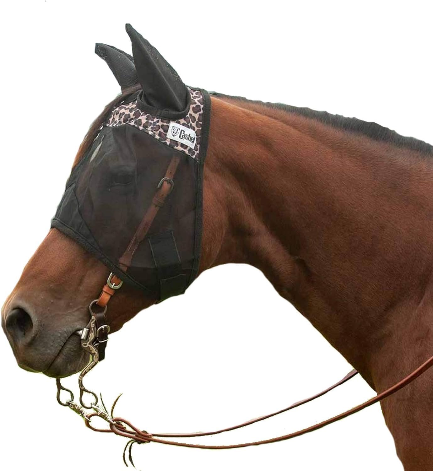 Cashel Quiet Ride Designer Fly Mask with Ears, Leopard, Arabian