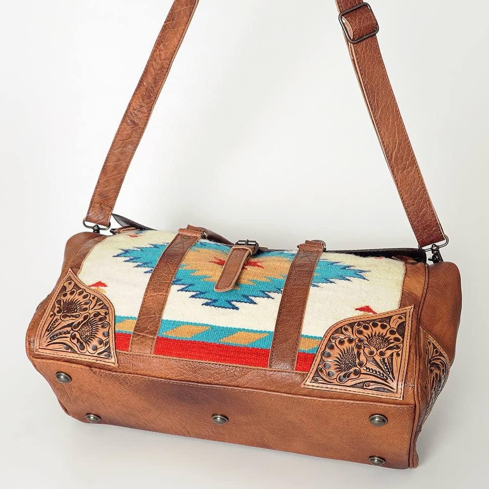 American Darling Cow Hide On Duffle Bag Leather Authentic Hand Made Large Western Weekender Travel Luggage Overnight Women Men Juniors (ADBG588)