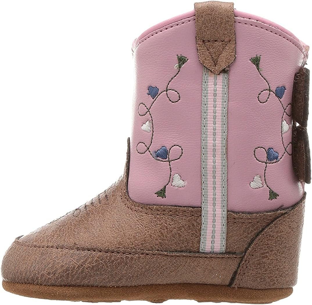 Old West Kids Boots Unisex-Baby Poppets Leather Boots with Velcro Closure