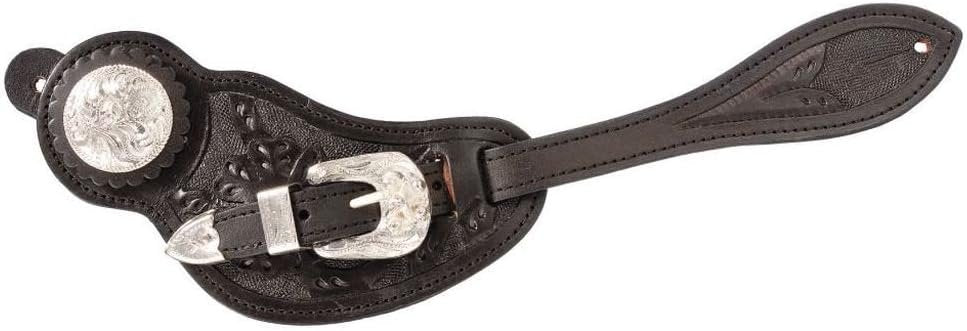 Silver Royal Shaped Silver Spur Straps Black