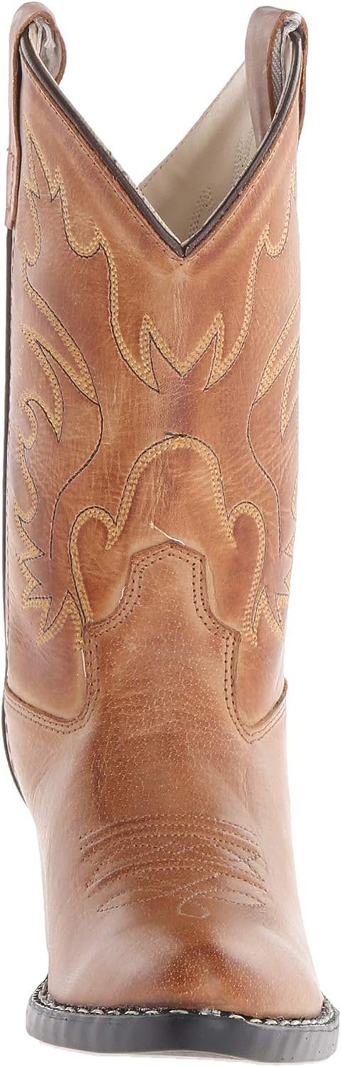 Old West Kids Boots Kid's Unisex-Child J Toe Leather Embroidered Western Boots, Tan Canyon, 2.5 US Little