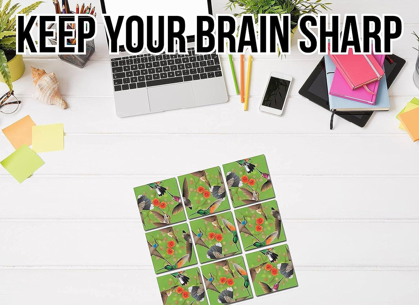 B. Dazzle - Hummingbirds 9 Piece Scramble Square Puzzle - Challenging Brain Teaser for Children & Adults-Boosts Cognitive Function & Problem Solving