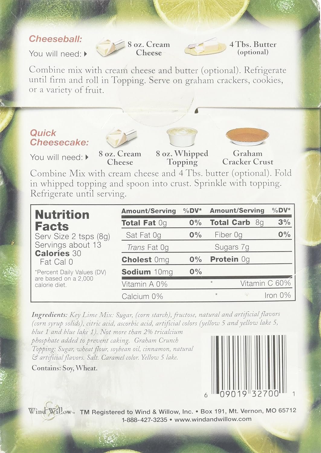 Wind & Willow Key Lime Pie Cheeseball & Dessert Mix