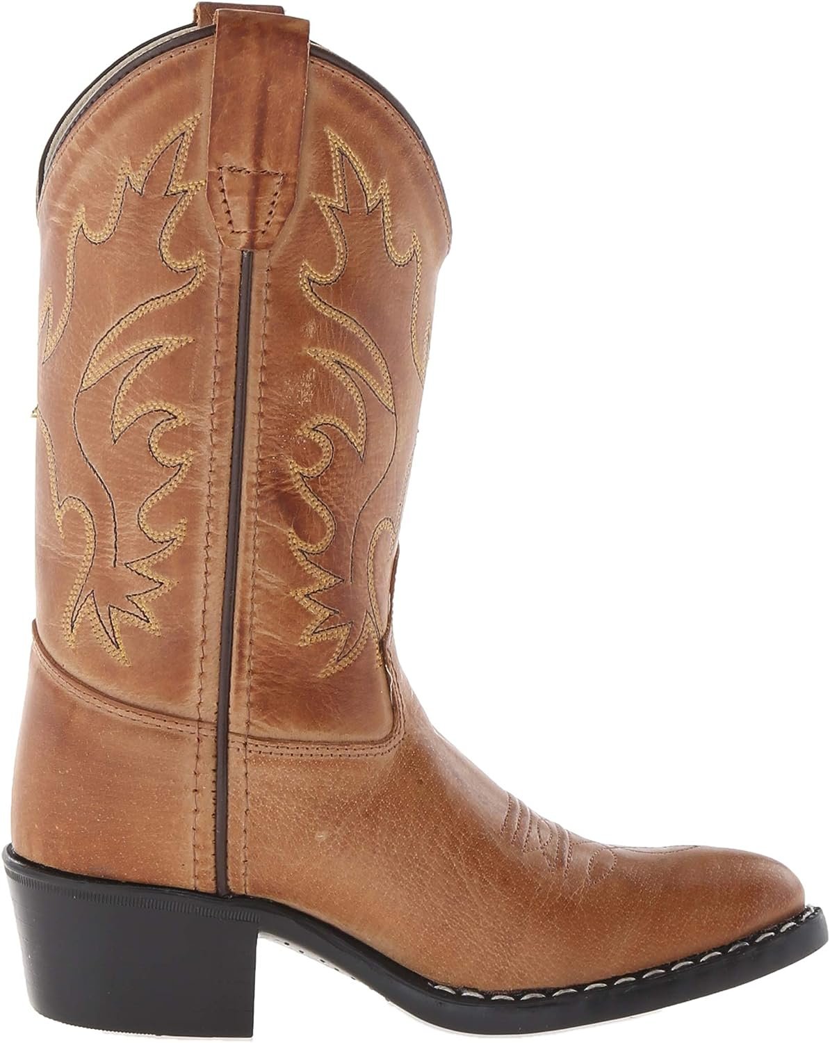 Old West Kids Boots Kid's Unisex-Child J Toe Leather Embroidered Western Boots, Tan Canyon, 2.5 US Little