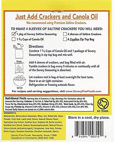 Savory Saltine Seasoning 2-Pack - 1 ORIGINAL, 1 TEXAS CHIPOTLE plus 2 Ex-Large Double Sealed Zip Top Bags