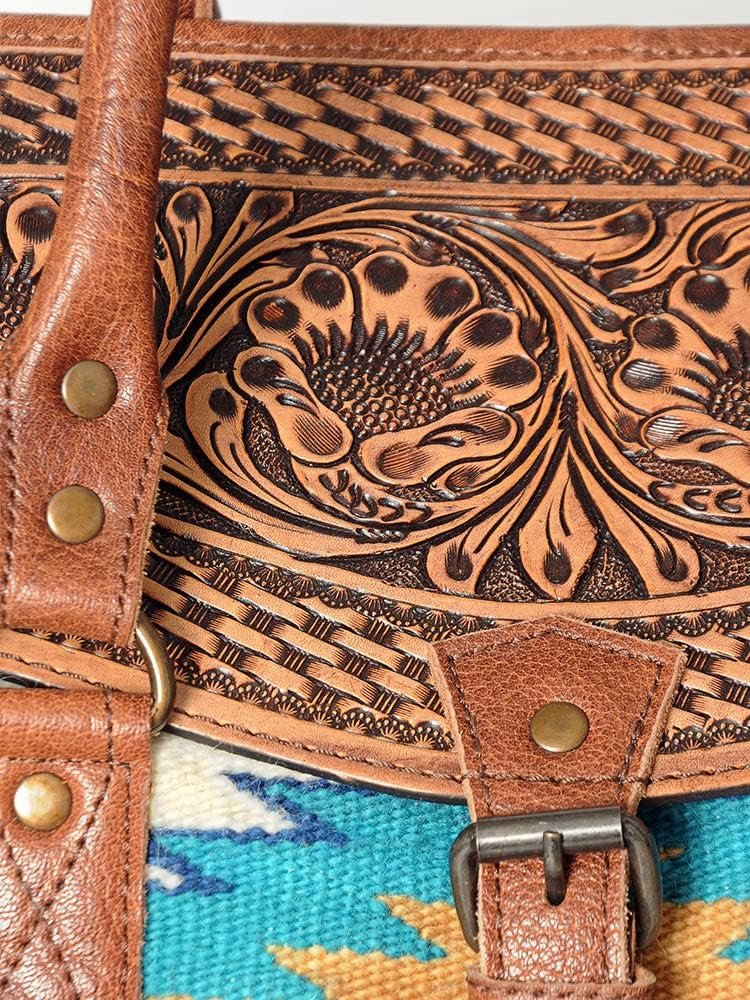 American Darling Cow Hide On Duffle Bag Leather Authentic Hand Made Large Western Weekender Travel Luggage Overnight Women Men Juniors (ADBG588)