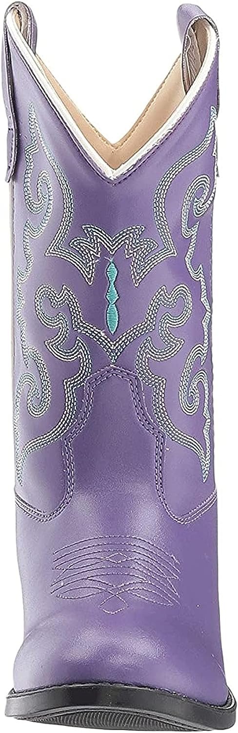 Old WEST Girl's Toddler/Little Kid Pearlized Faux Leather Round Toe Cowboy Boots