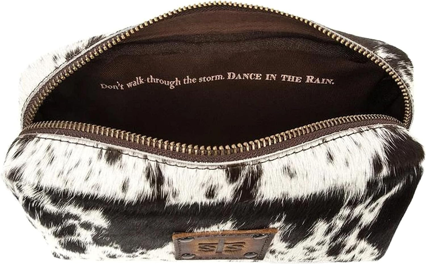 STS Ranchwear Women's Western Leather Cowhide Bebe Cosmetic Bag, White, One Size