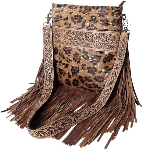 American Darling Concealed Carry Crossbody Hand Carved Leather Fringe Purse for Women Western Handbags Conceal Carry
