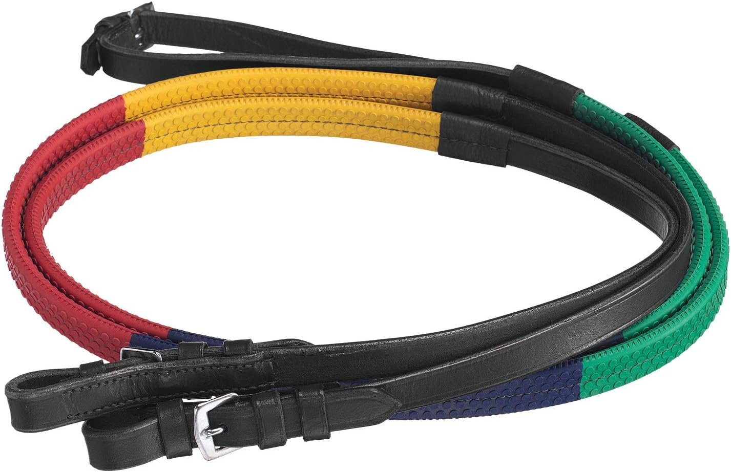 Tough1 Rubber Grip Schooling Reins Black