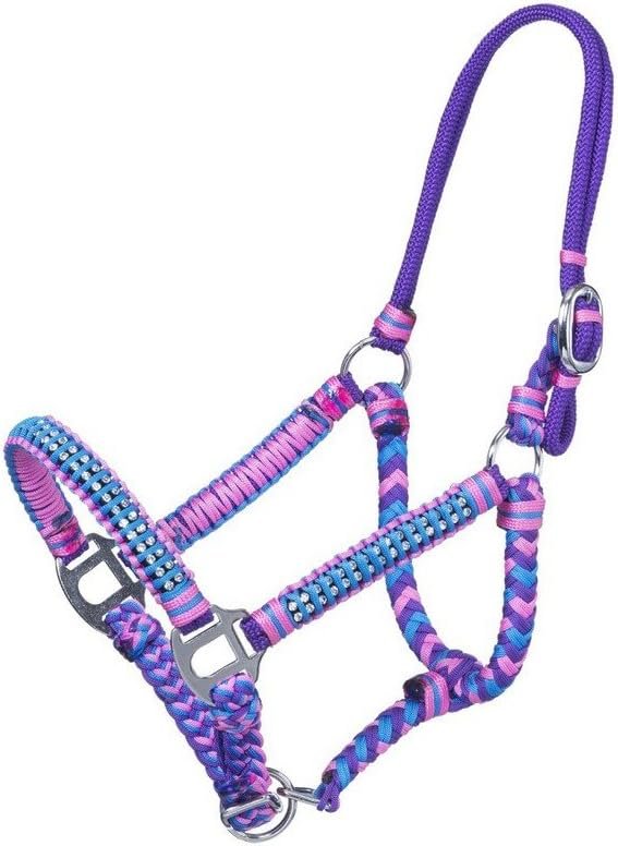Tough 1 Mini Braided Halter w/Crystals Pur/Tur/Pn