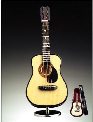7" Musical Miniature String Guitar Instrument with Case & Stand Plays Take Me Home Country Road