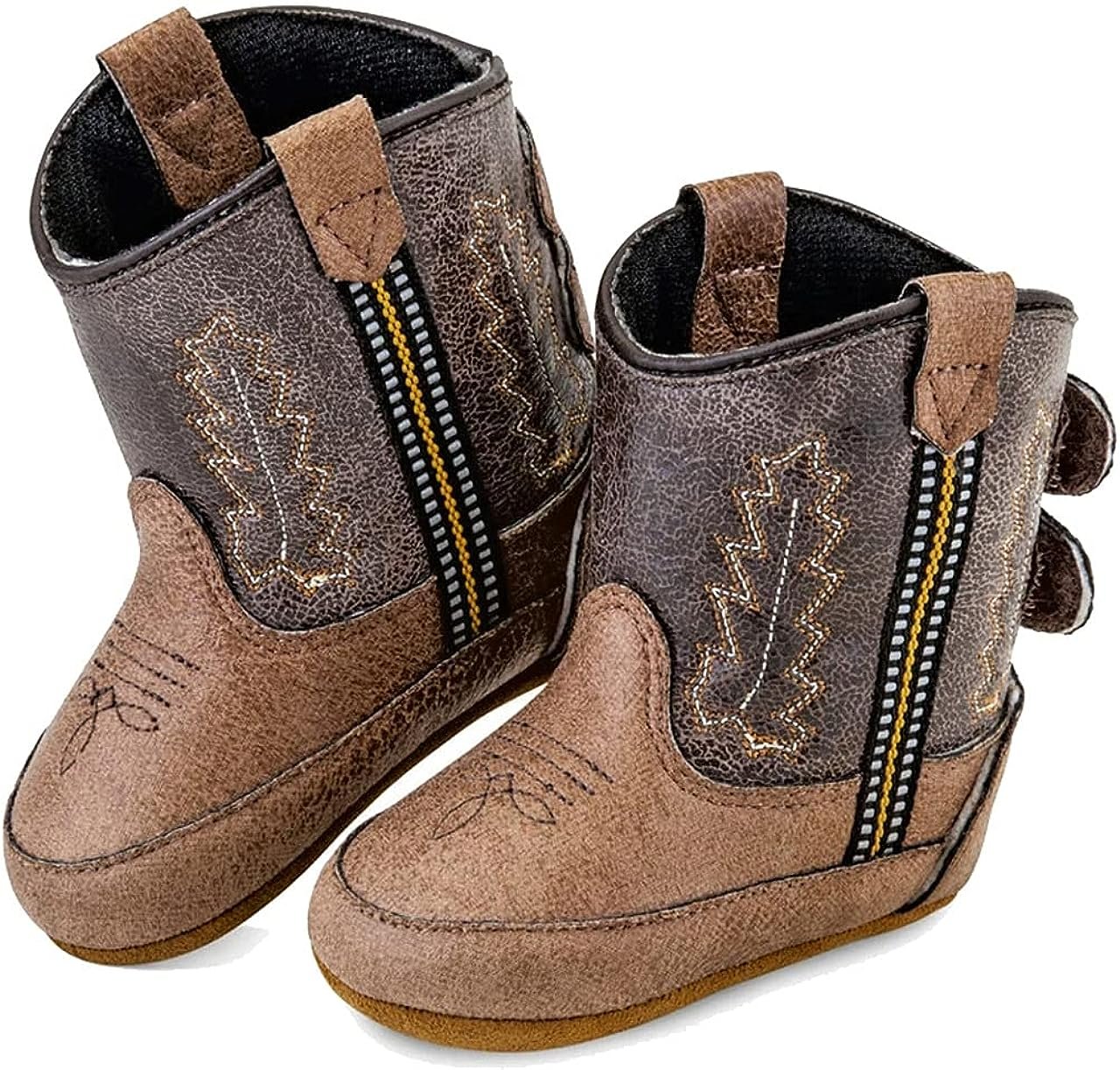 OLD WEST Kids Unisex Poppets (Infant/Toddler) Leather Boots with Velcro Closure