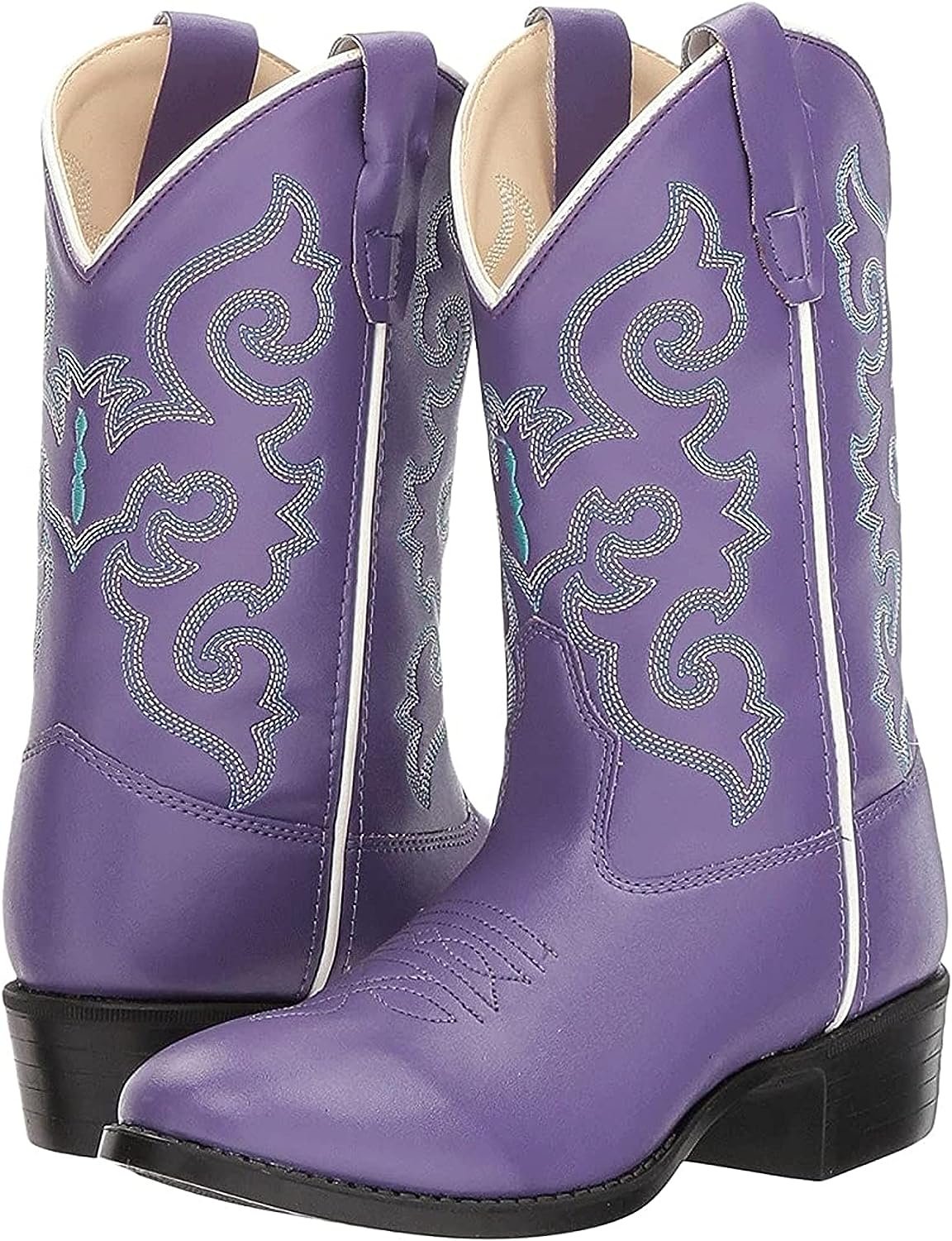 Old WEST Girl's Toddler/Little Kid Pearlized Faux Leather Round Toe Cowboy Boots