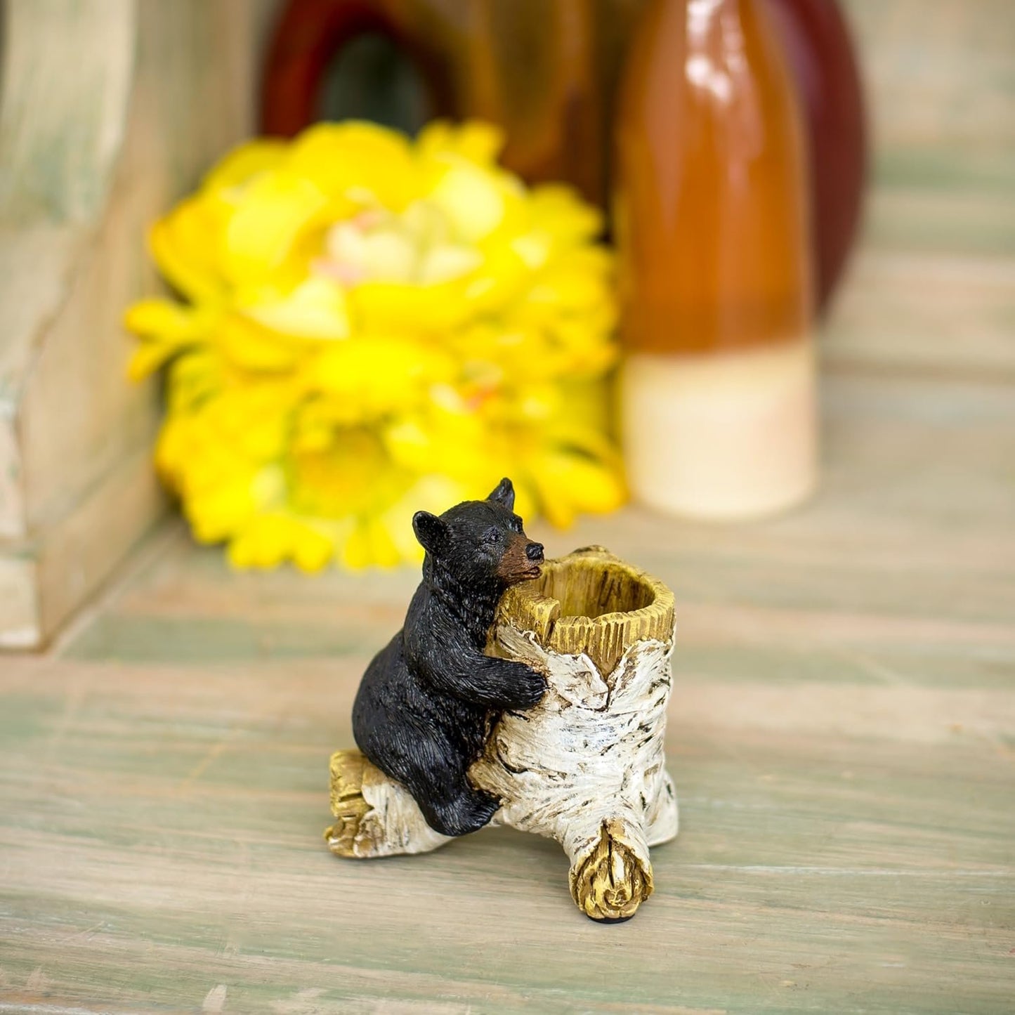 Bear Toothpick Holder 4 x 3 x 4 Inch Resin Crafted Tabletop Figurine
