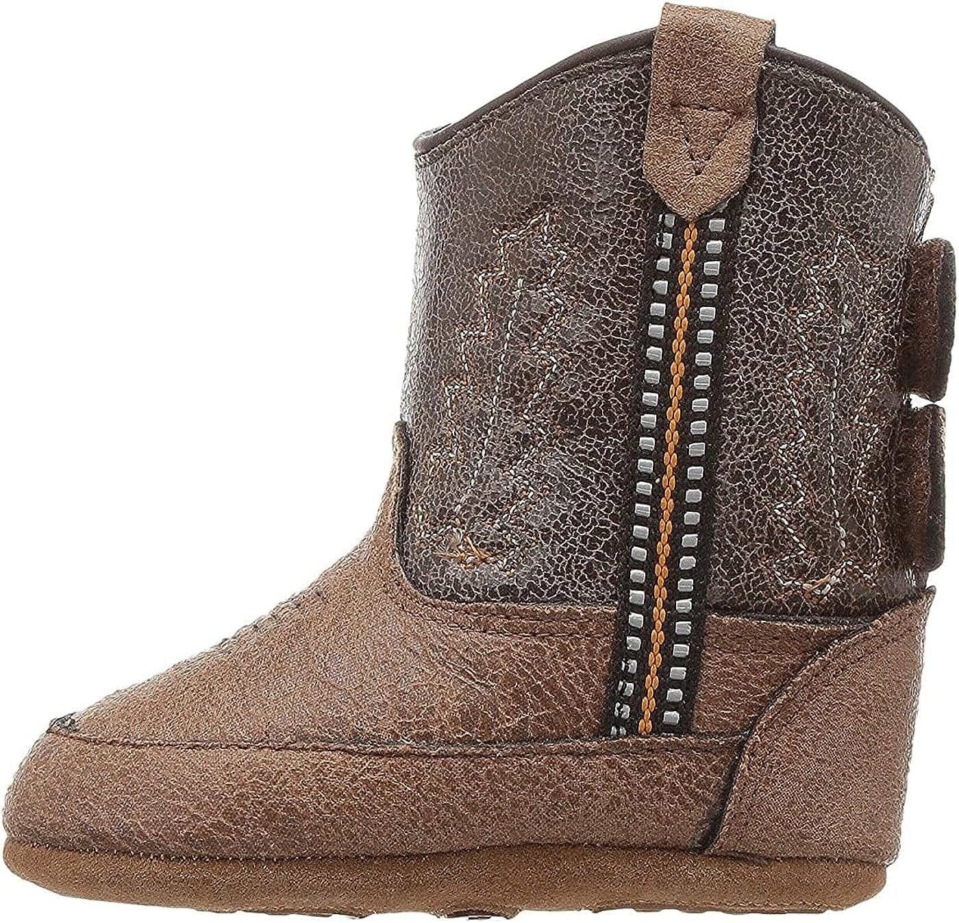 OLD WEST Kids Unisex Poppets (Infant/Toddler) Leather Boots with Velcro Closure