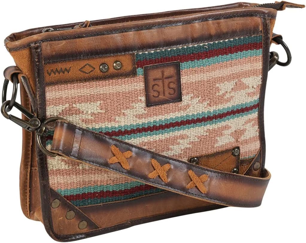 STS Ranchwear Women's Aztec Pattern Western Style Palomino Separe Mae Bag with Adjustable Crossbody Strap, Pink