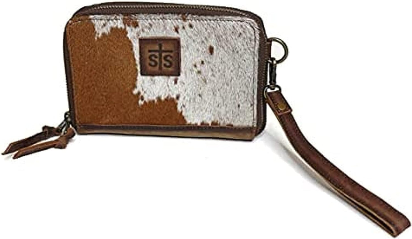 STS Ranchwear Women's Cowhide Package Deal Compact Durable Leather Brown Casual Crossbody Bag with Adjustable Strap