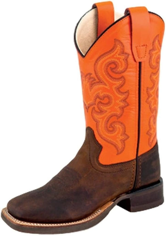Old West Boys' Six Row Stitch Western Boot Square Toe - Bsc1867