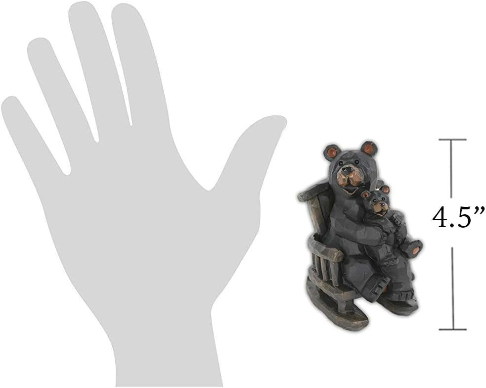 Slifka 4.5" Resin Imitation Hand-Carved Wood Rocking Chair Black Bears Figurine
