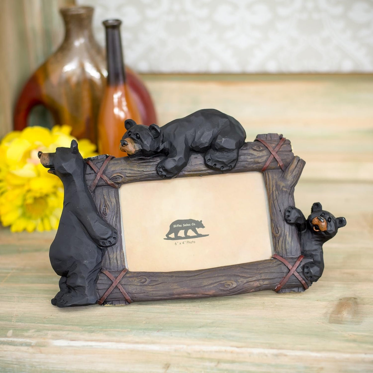 Slifka Sales Co. Climbing Bears 11 x 2 x 7.5 Inch Resin Crafted Tabletop 4x6 Picture Frame