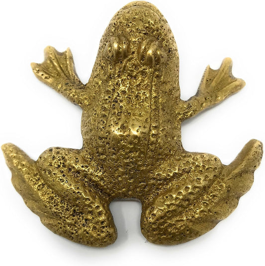 Madison Bay Company Antiqued Brass Mini Textured Frog Paperweight, 2.75 Inches Wide