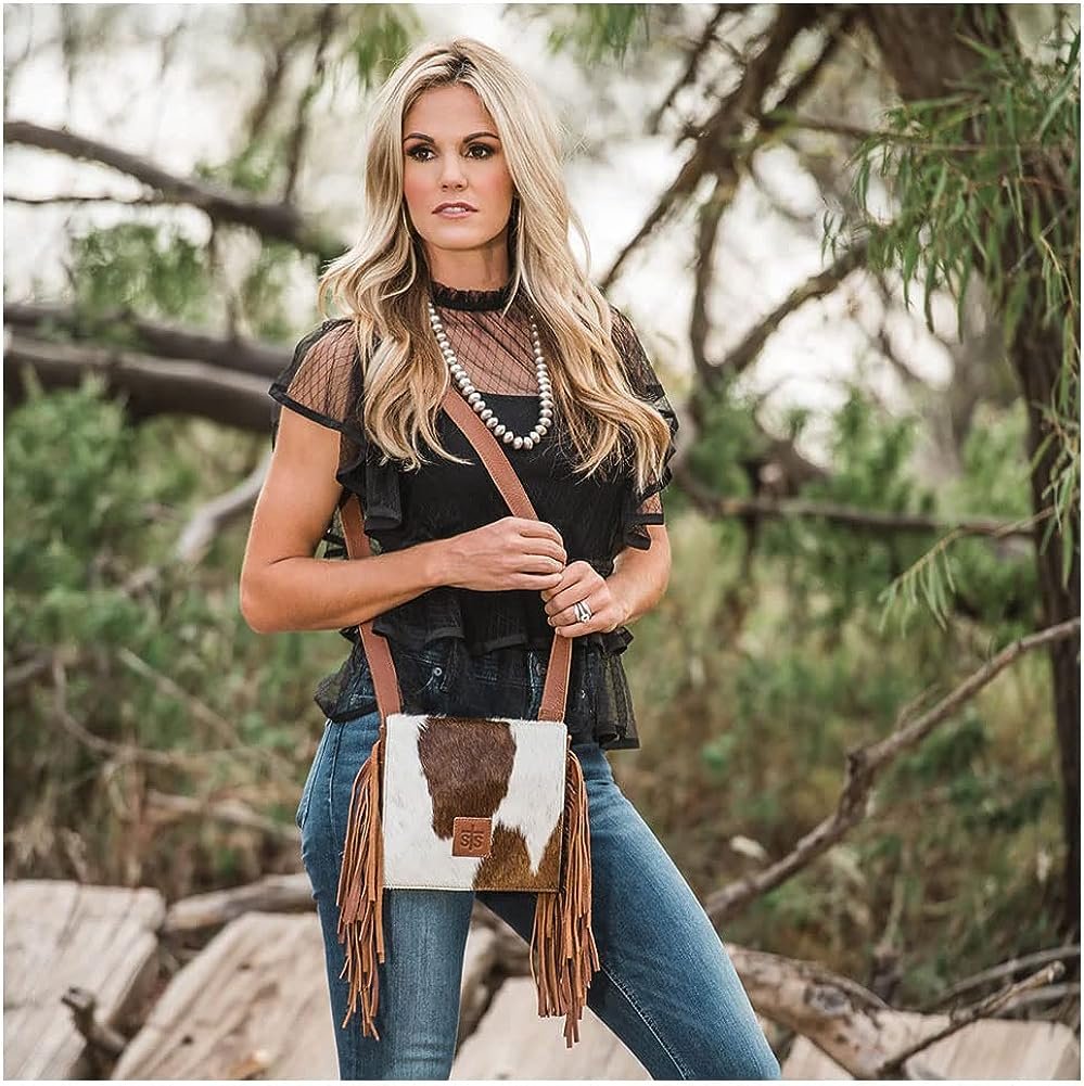 Sts Ranch Wear Miss Kitty Casual Western Durable Leather Crossbody Bag with Adjustable Shoulder Strap, Brown/Cowhide