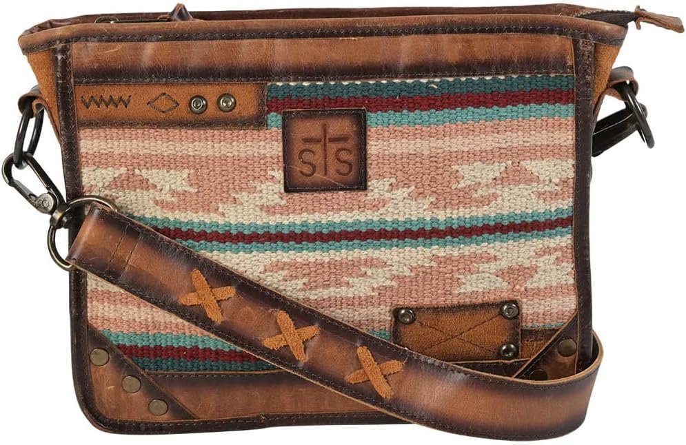 STS Ranchwear Women's Aztec Pattern Western Style Palomino Separe Mae Bag with Adjustable Crossbody Strap, Pink
