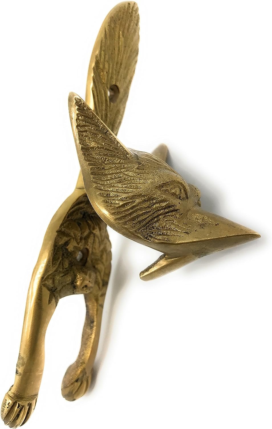 Madison Bay Fox Head Door Knocker Textured Brass, 6 Inches Tall