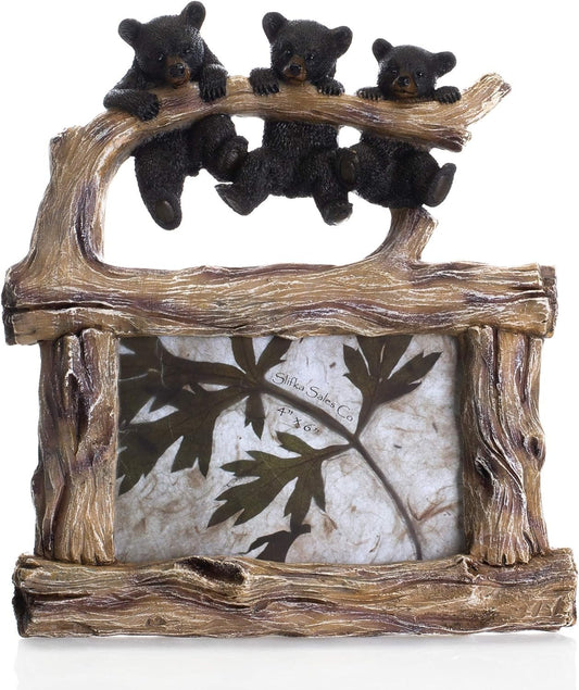 Berytta Three Bears Natural Brown 10 x 9 Resin Stone Tabletop Photo Picture Frame