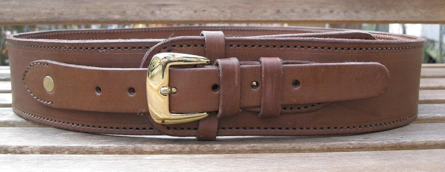 Brown Genuine Leather .38 Caliber Cartridge Gun Belt