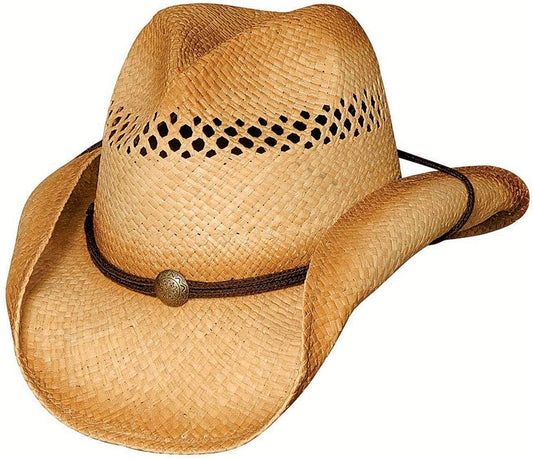 Bullhide Collection Men's Blaze Raffia Straw Western Cowboy Hat with 3 1/2" Shapeable Brim