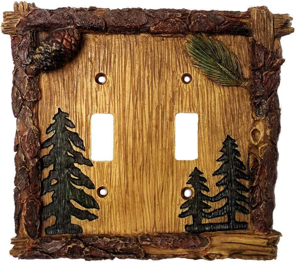 SLIFKA Pine Cone Double Switch Cover, 6.25"x5.5"