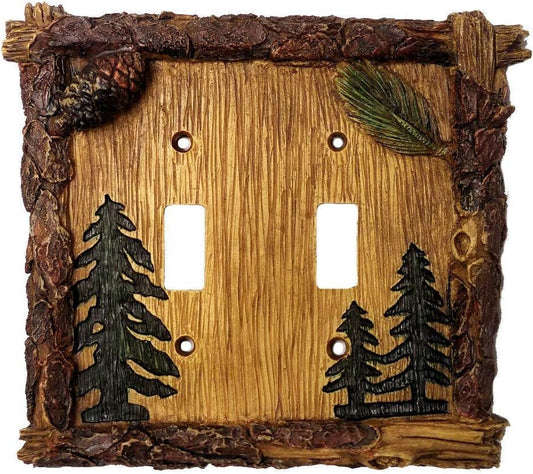 SLIFKA Pine Cone Double Switch Cover, 6.25"x5.5"
