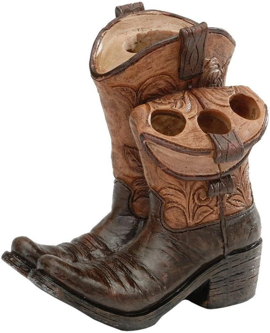 Gift Corral Cowboy Boots Toothbrush and Toothpaste Holder