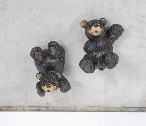 Playful Bear Midnight Black 2 x 2 Resin Stone Refrigerator Magnets Set of 2
