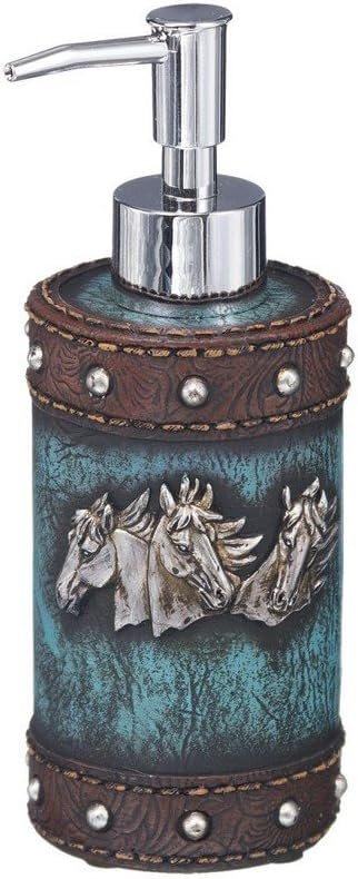 Tough-1 Western Soap Dispenser Horse Head Leather Look Blue 87-2182