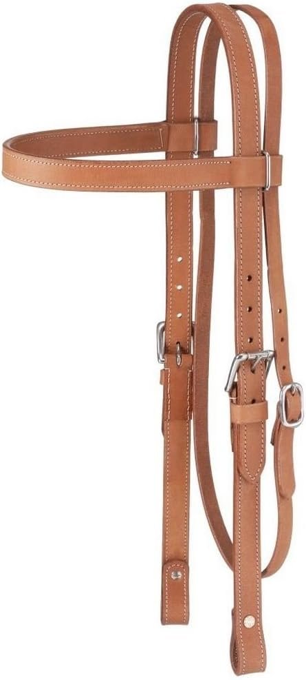 Tough-1 Western Leather Browband Draft Headstall