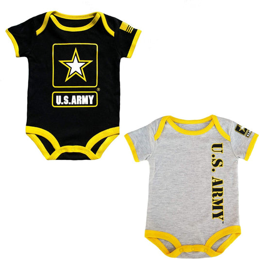 Trooper Clothing U.S. Army 2pk Baby Boys Army Bodysuits Black Gray